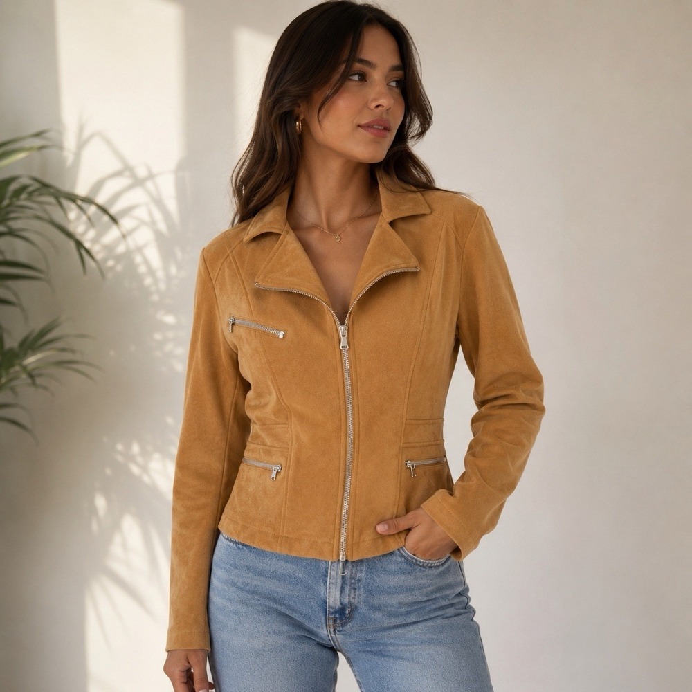 Ookie‎ & Lala Faux Suede Moto Jacket  Size L